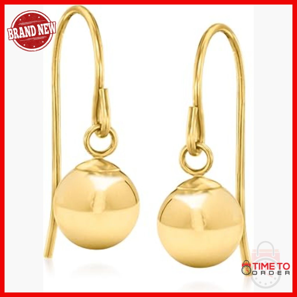 14kt Yellow Gold Ball Drop Earrings, 5/8" Length, Italian Crafted